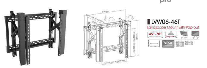 Sơ đồ cấu tạo giá treo màn hình ghép LVW06-46T