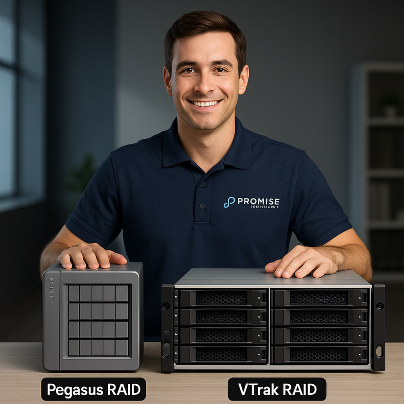 nhân viên Promise đặt tay nên VTrak và Pegasus